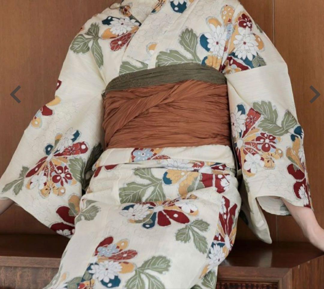 Dita浴衣古典菊　浴衣5点セット(ゆかた・帯・下駄・着付けマニュアル・腰ひも)