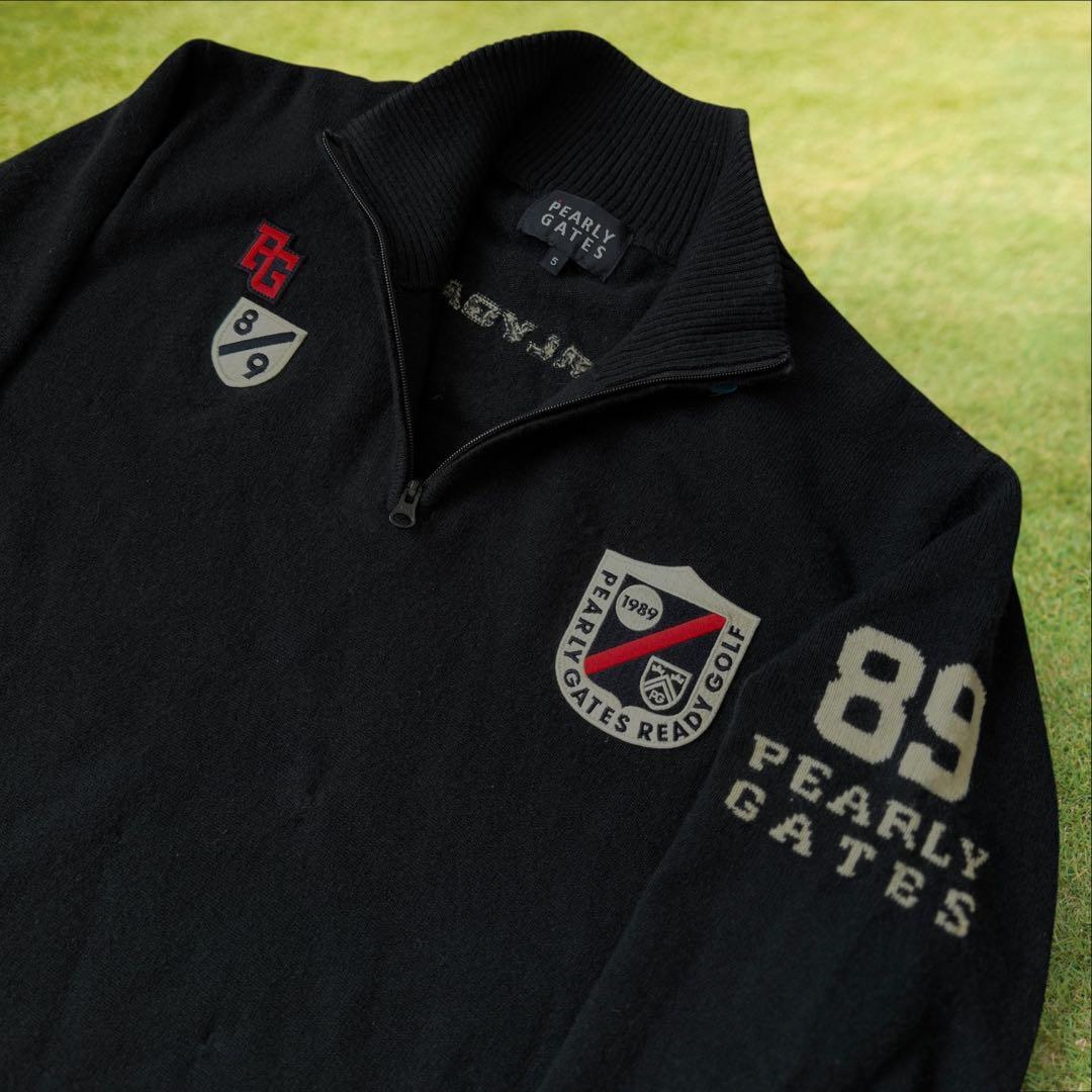 カシミヤ素材　パーリーゲイツ　ニット　紺　M〜L相当　ハーフジップ　セーター　5