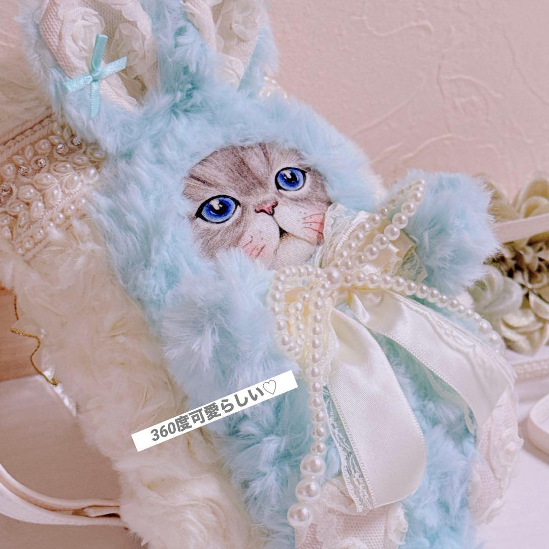 あ*き様 コヤンイサムチョン♡ミントブルーうさルミちゃんの薔薇ファーインド刺繍の