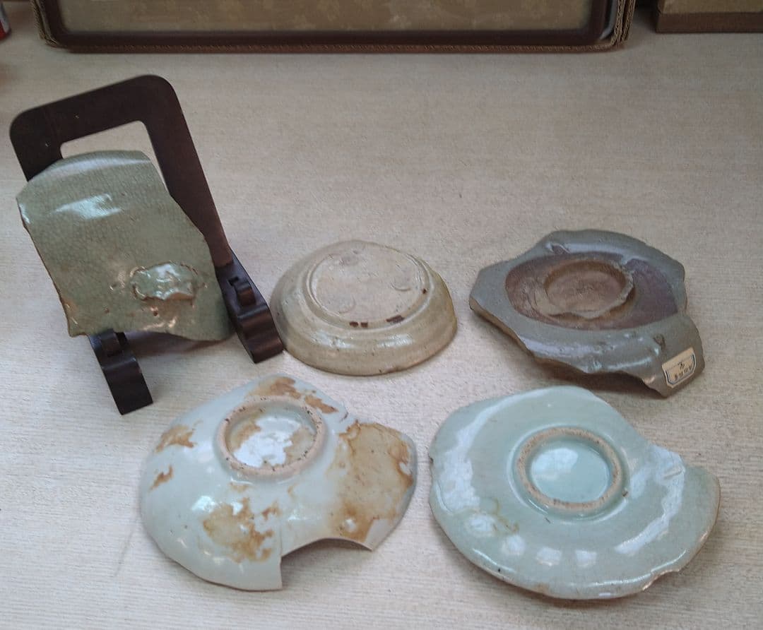 初期伊万里古唐津絵黄瀬戸陶片4客どれでも1客 r5冬26