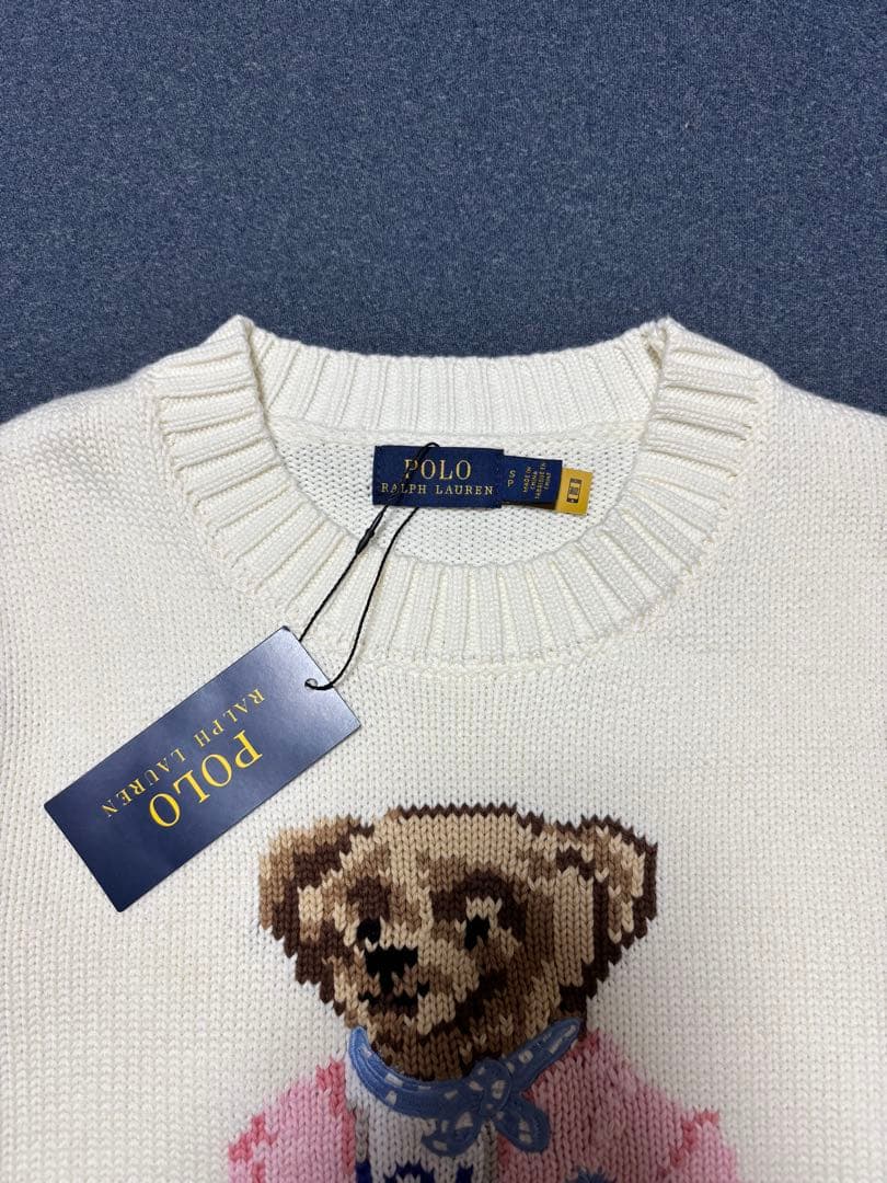 新品タグ付　ポロベア コットンセーター ポロラルフローレン 綿100 刺繍 S