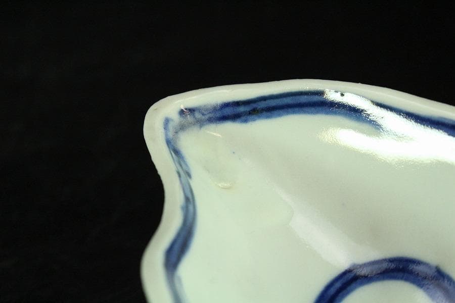 古染付 古 青華 蝶形 器 五客 華中亭道八製 向付 懐石(K-XA833)