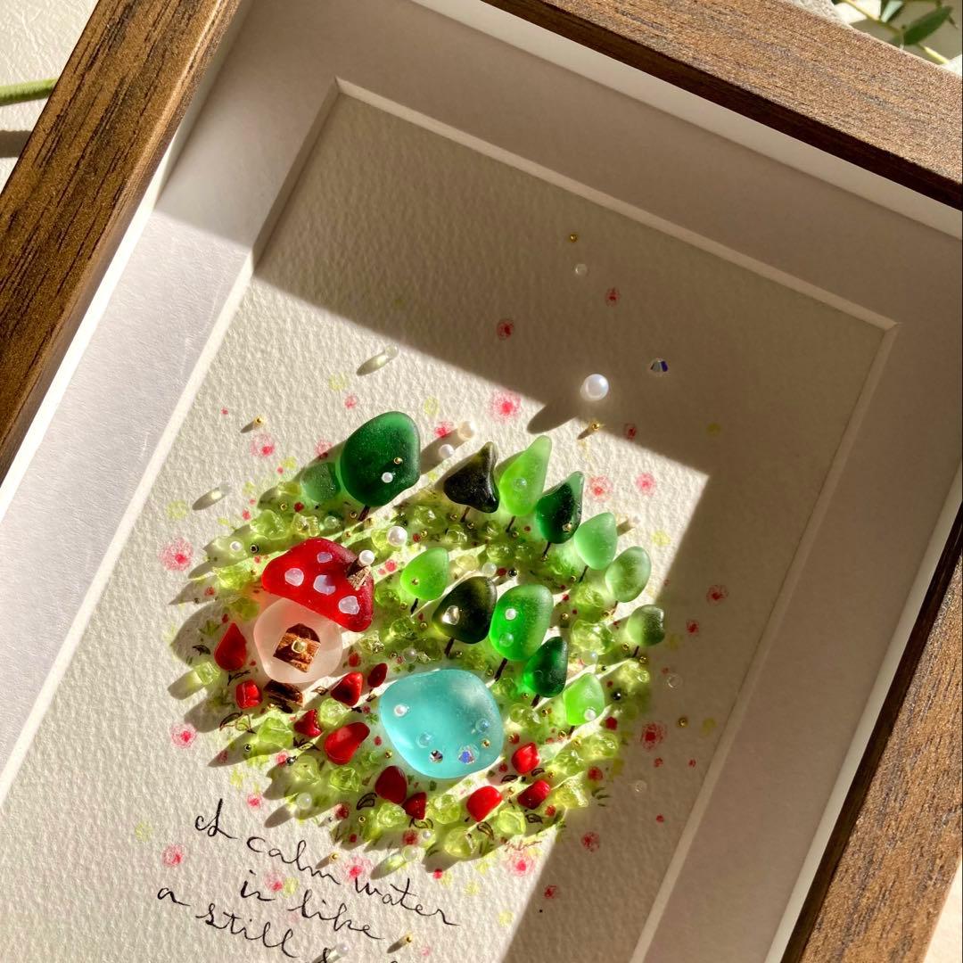 misa　オーダー受付　シーグラス／天然石／フレームアート／手描き