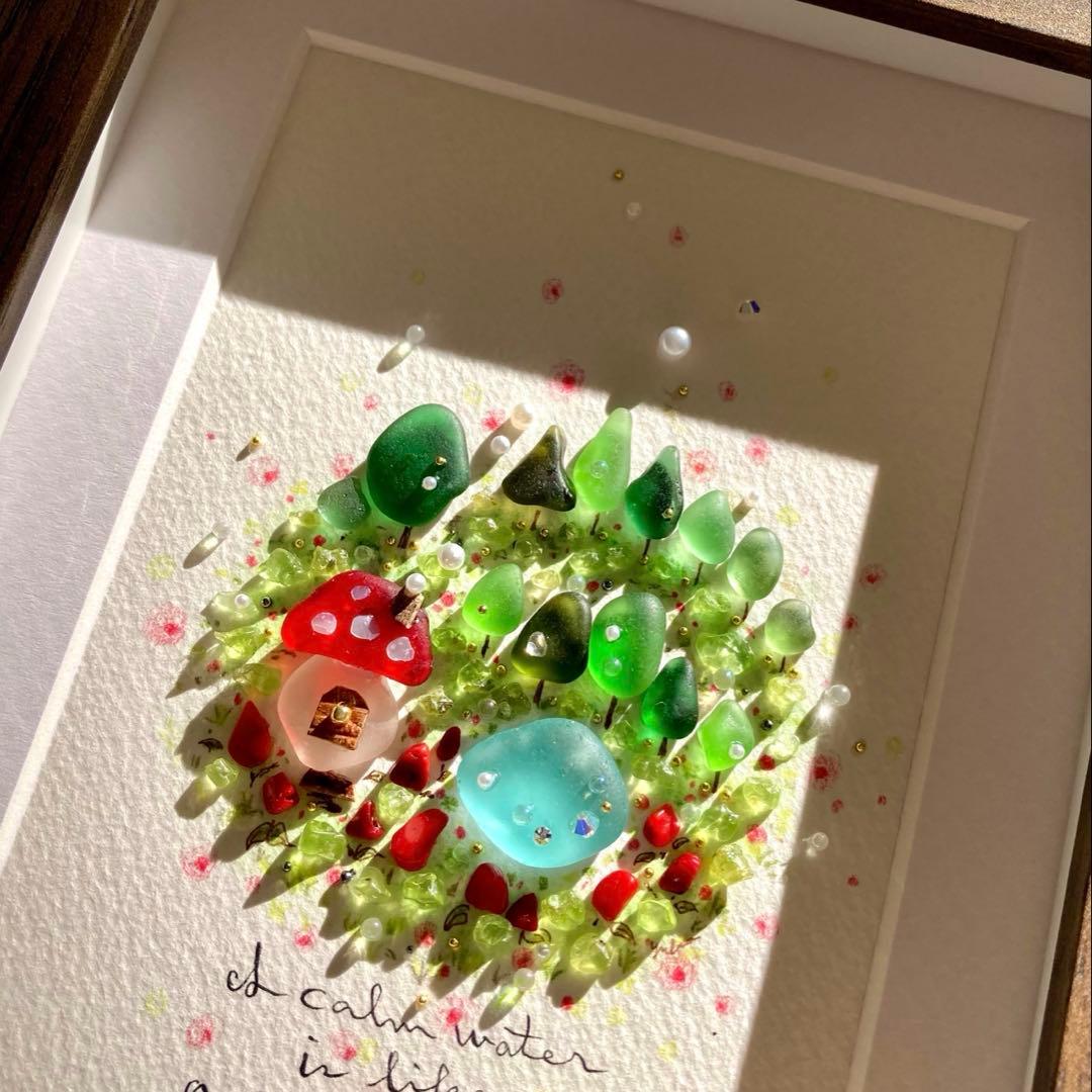 misa　オーダー受付　シーグラス／天然石／フレームアート／手描き