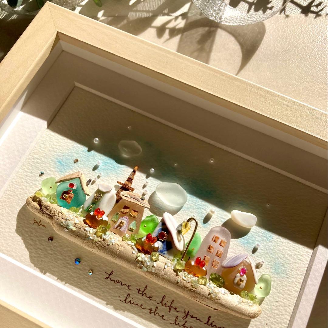 misa　オーダー受付　シーグラス／天然石／フレームアート／手描き