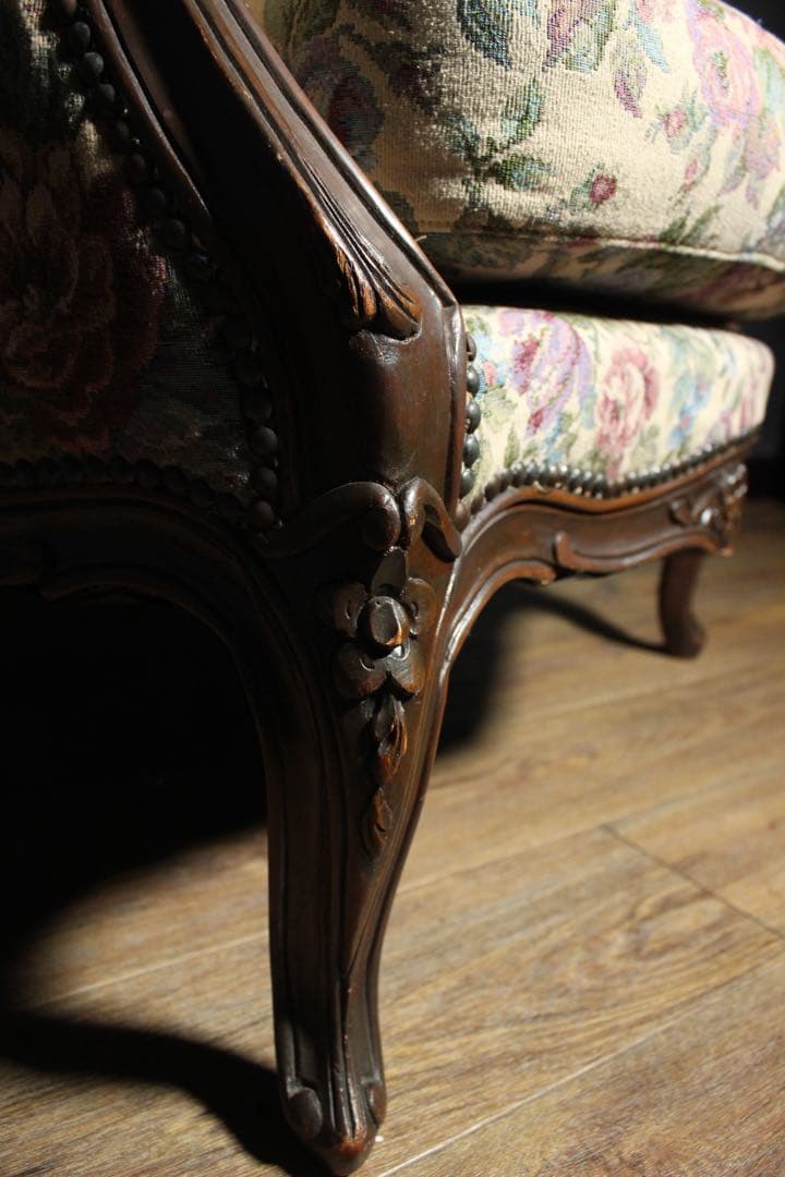 首都圏送無料〜80's アンティーク 花柄　ソファ　2台目　エスハウスインテリア