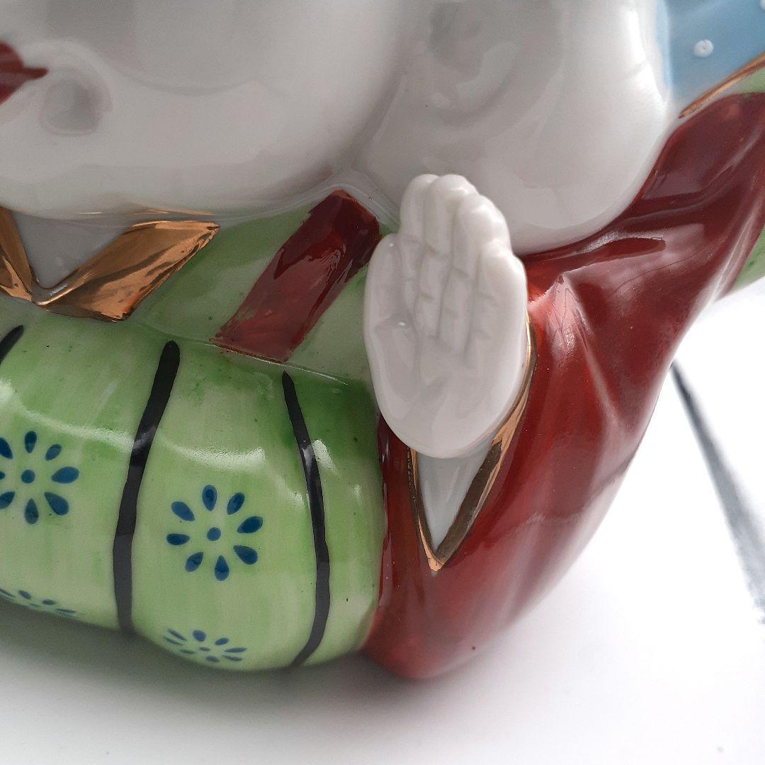 030【瀬戸焼】赤絵古式福助　開運招福　商売繁盛　陶磁器　昭和レトロ 日本製