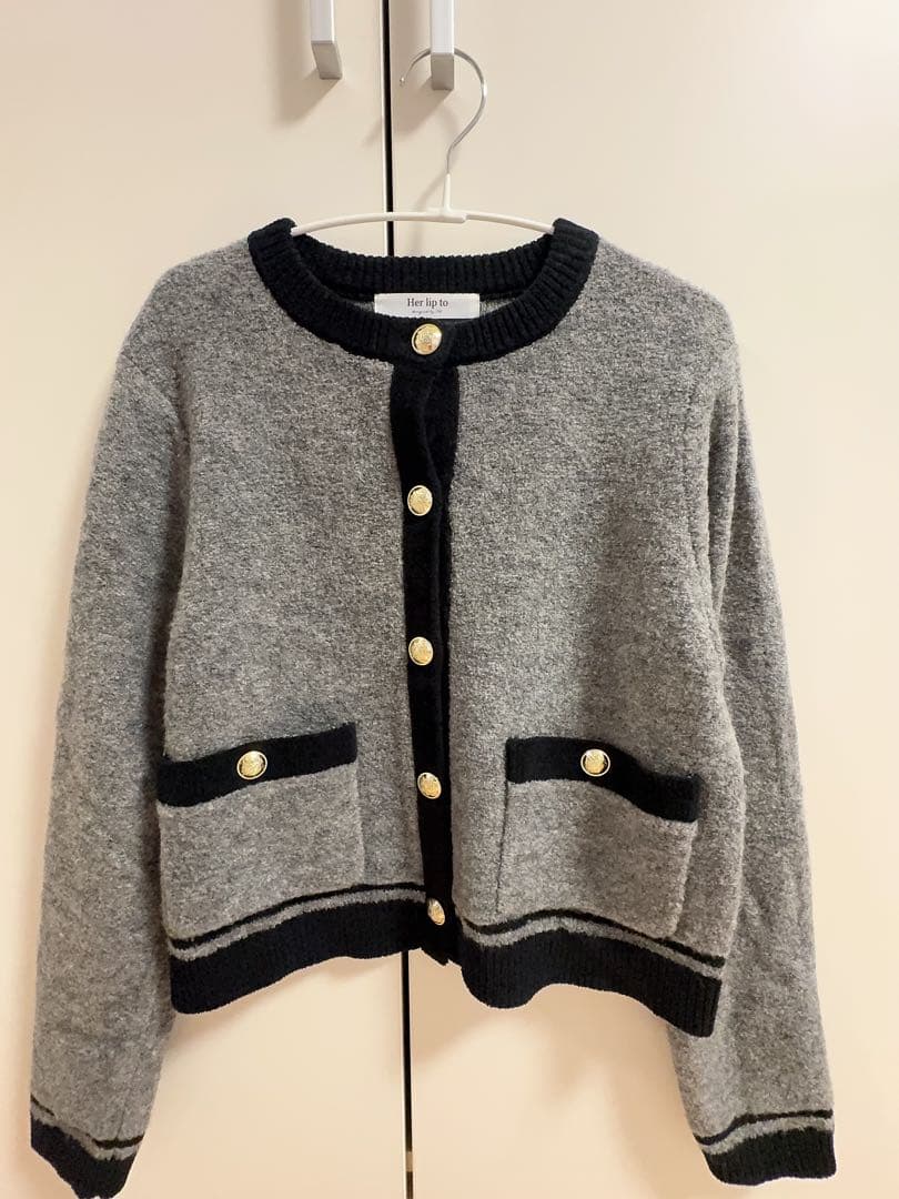 トップス herlipto Boucle Bicolor Knit Jacket