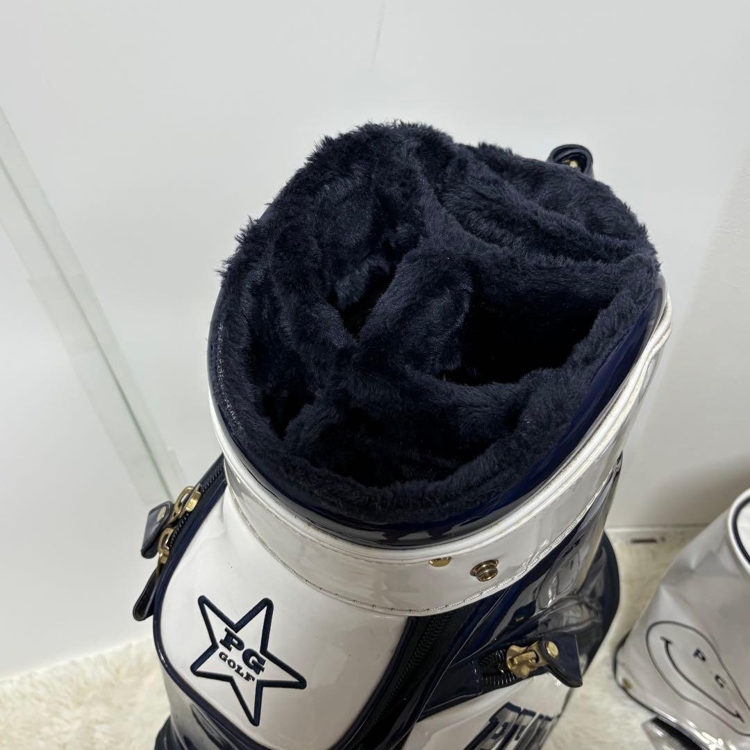 パーリーゲイツ キャディバッグ ホワイト & ネイビー ニコちゃん