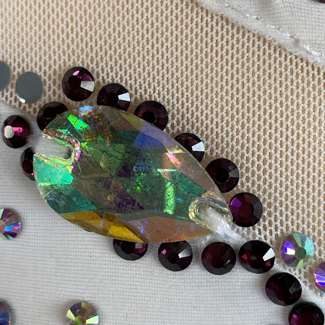 社交ダンス　ラテンダンス　ドレス衣装　レース　白　紫　S1121