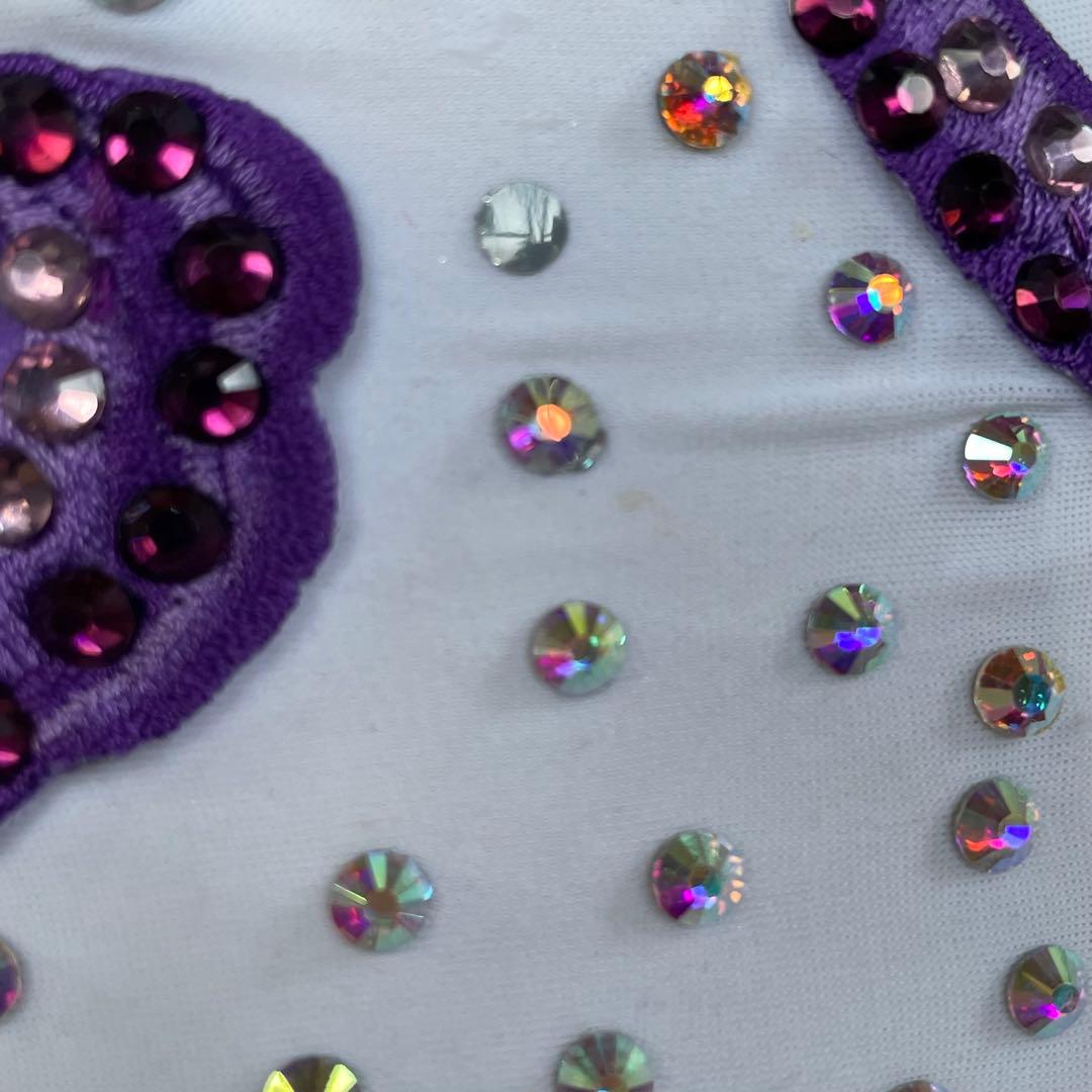 社交ダンス　ラテンダンス　ドレス衣装　レース　白　紫　S1121