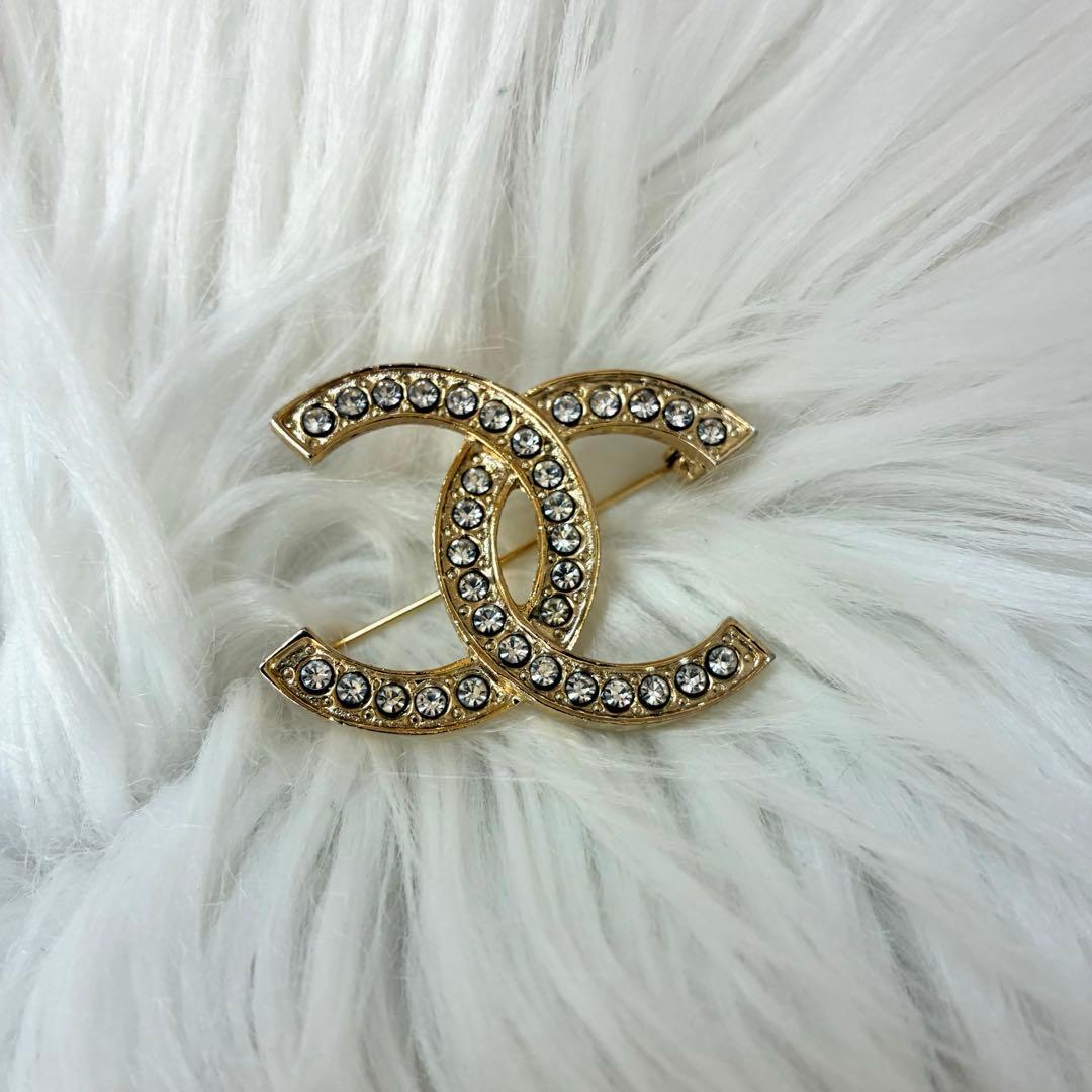CHANEL シャネル オールド ヴィンテージ ココ ラインストーン ブローチ