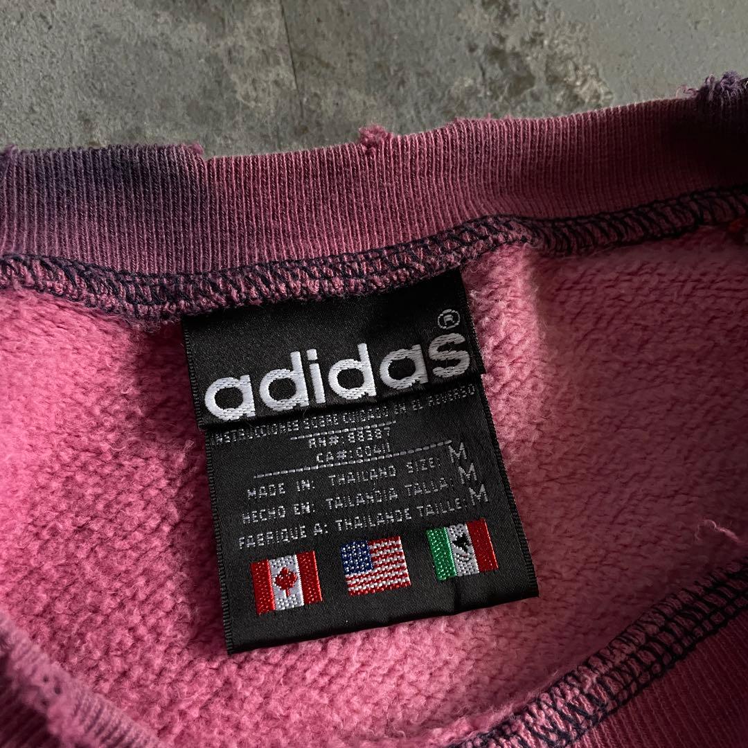 80's adidas“万国旗”刺繍ロゴ”肉厚“鬼フェード“Boro sweat