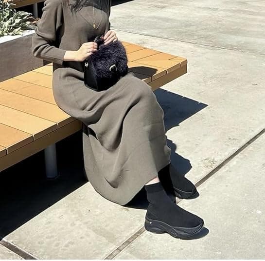 ＋diana ニットソックススニーカーブーツ ショートブーツ 黒 24.5