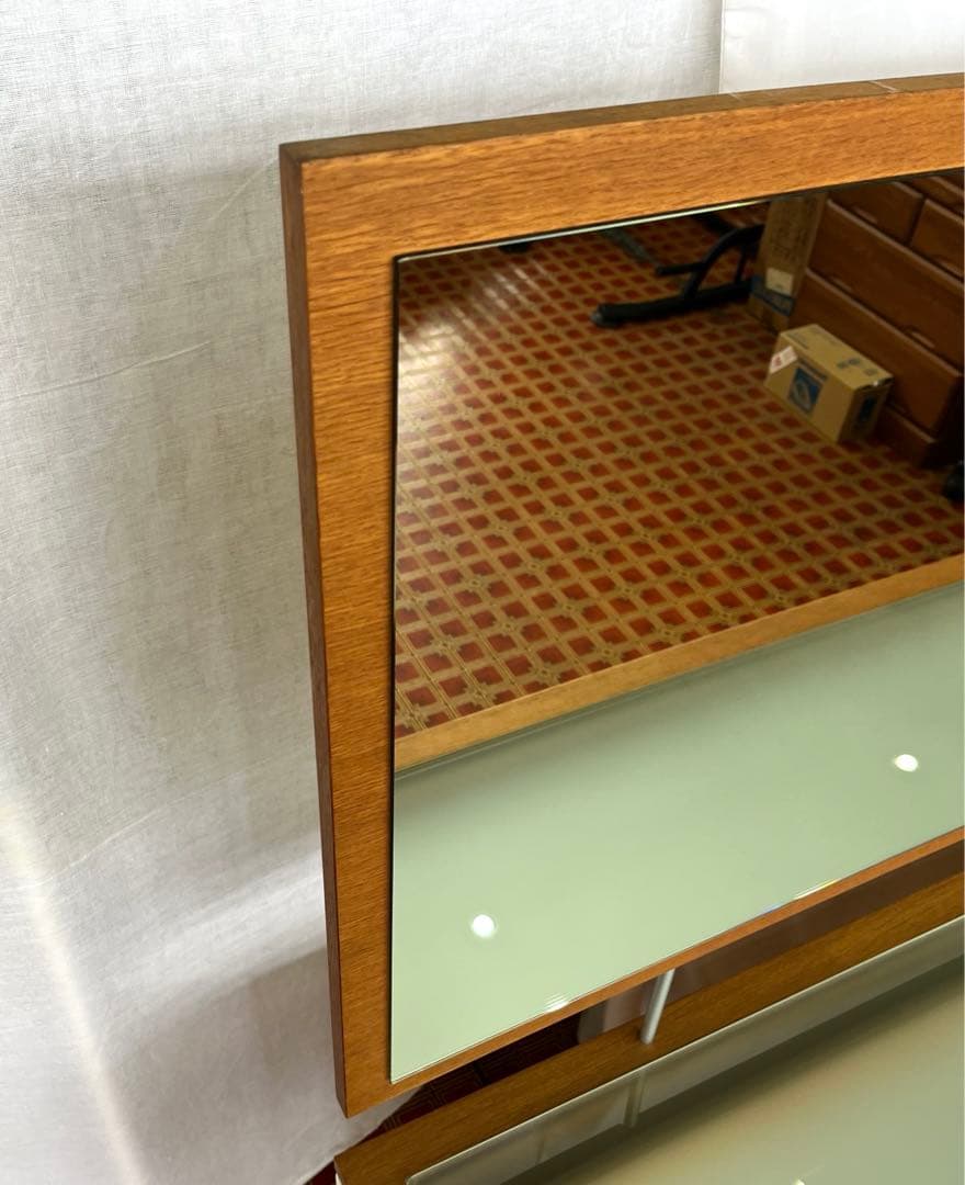 【アンティーク】北欧レトロ 鏡台 3段引出し ドレッサー チェスト キャビネット