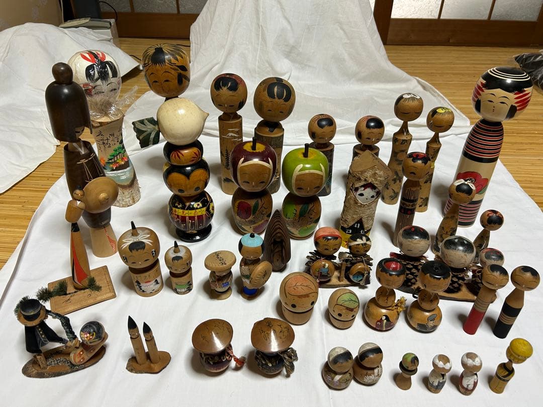伝統的な木製こけし人形コレクション　まとめ売り41体