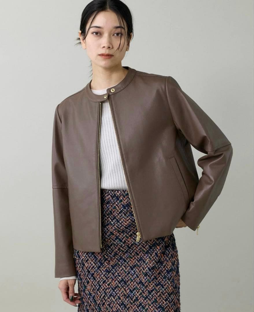 美品 INED 定価8.3万 現行 ラムレザー ジャケット ジップアップブルゾン