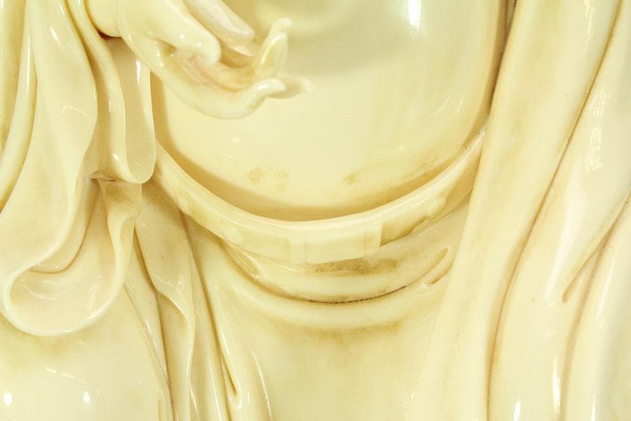 中国美術 白磁 徳化窯 人物 座像 高46cm(RC989)