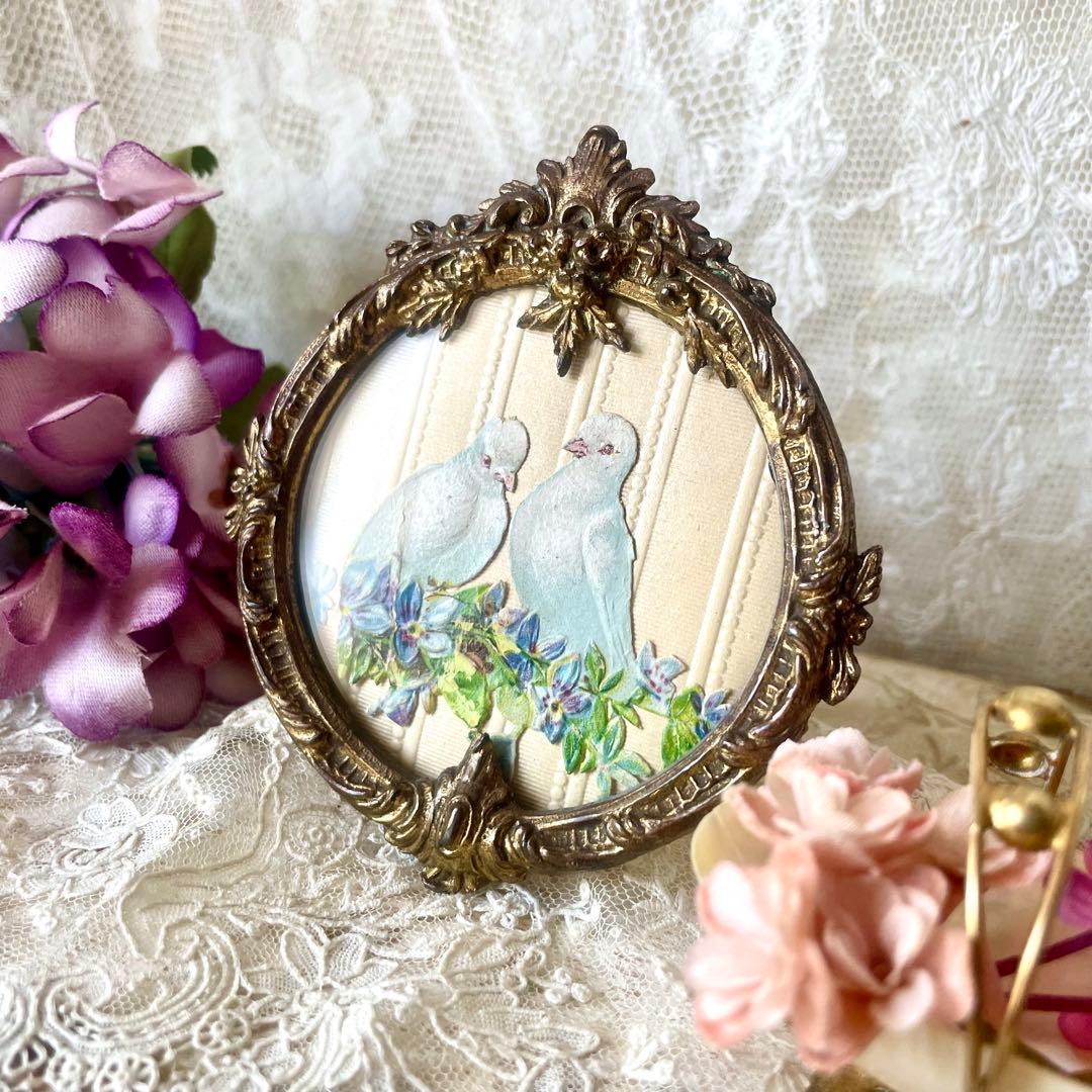 19世紀ブロンズ製レリーフミニフレーム　フランスアンティーク　写真立て　ゴールド