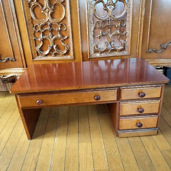 ヴィンテージ キリツ 起立木工 文机 木製 桜 天然杢 座机 座卓 作業台