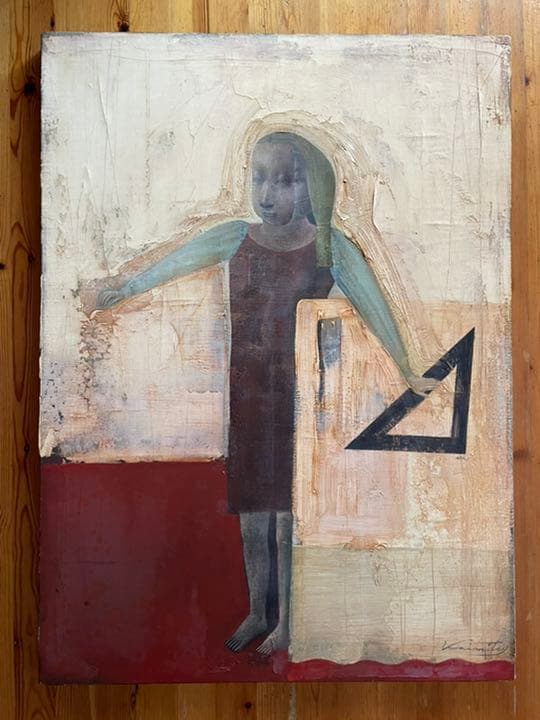 油彩画 : 開 光市 「繕う」キャンバス 20号P型 額装