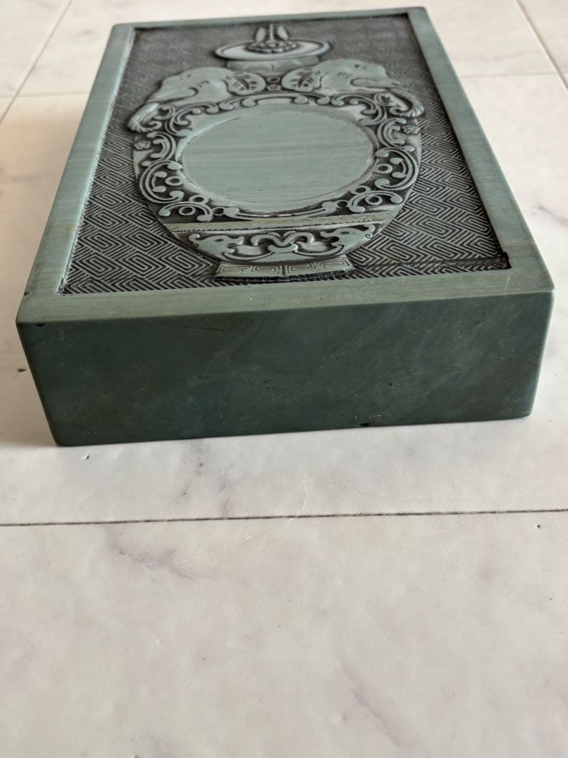 清康熙 雙象耳寶瓶　特大 清代 古硯 彫 紋 古硯 緑硯 端硯 端渓硯 松花硯