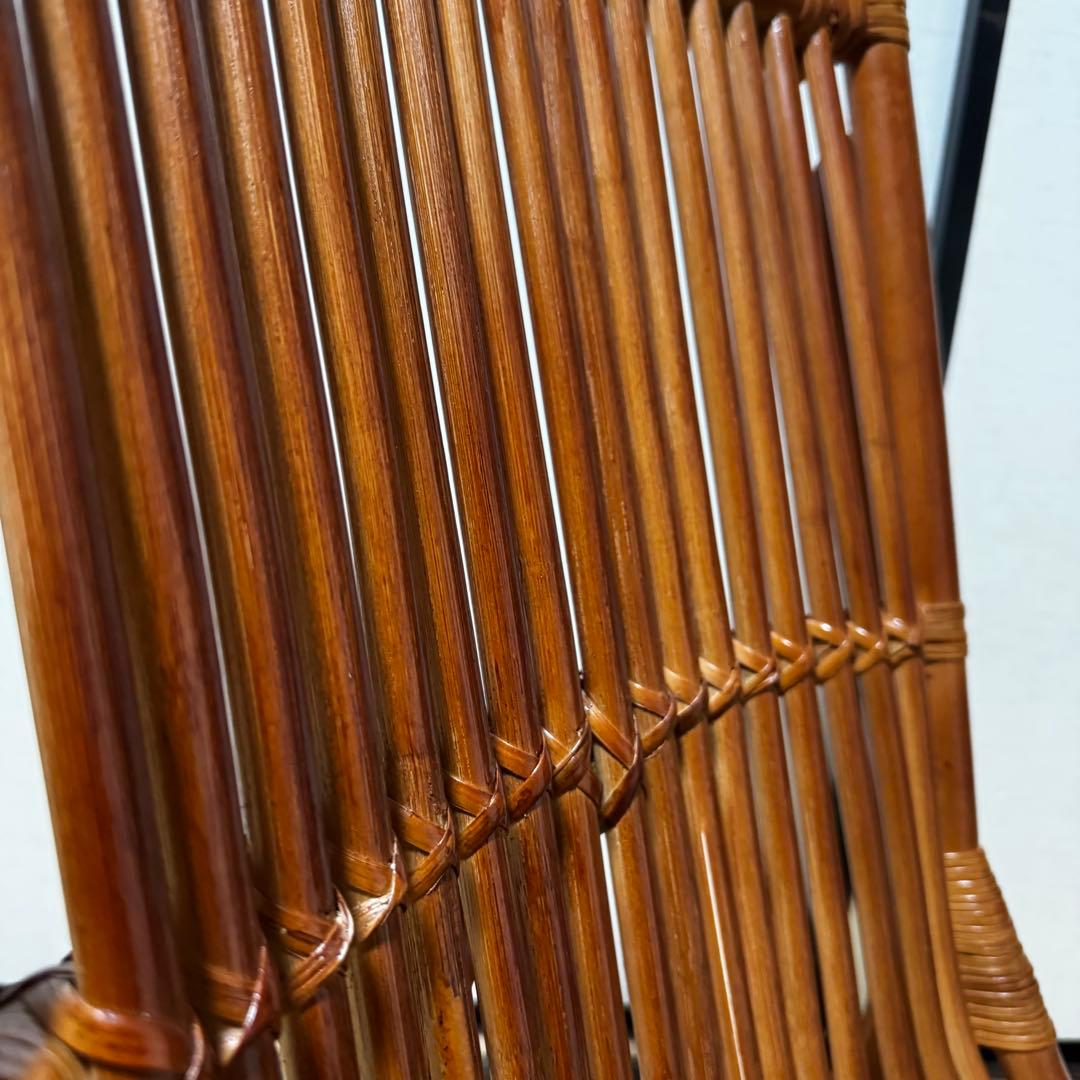 ラタン椅子 美品 ヴィンテージ (中古) 籐家具 和モダン 昭和 美しい曲線美