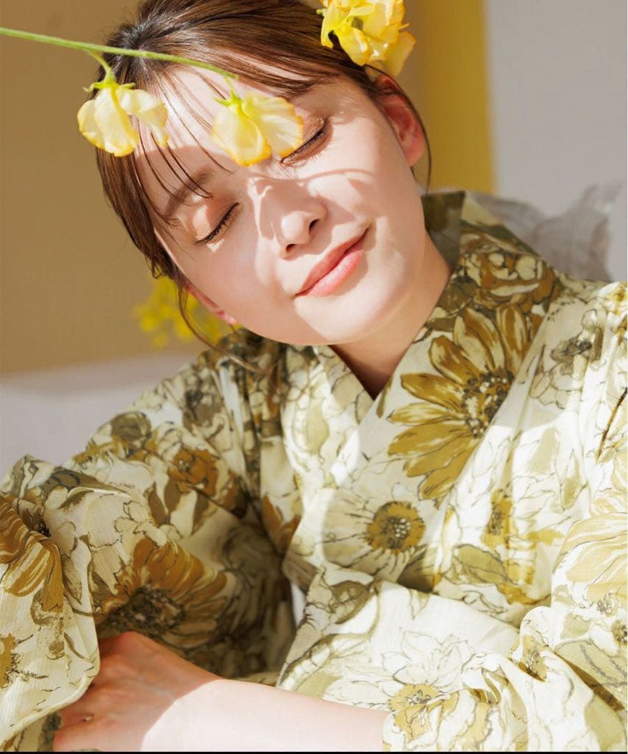 Dita セパレート浴衣　夏色ひまわり　Lサイズ　帯　下駄　セット