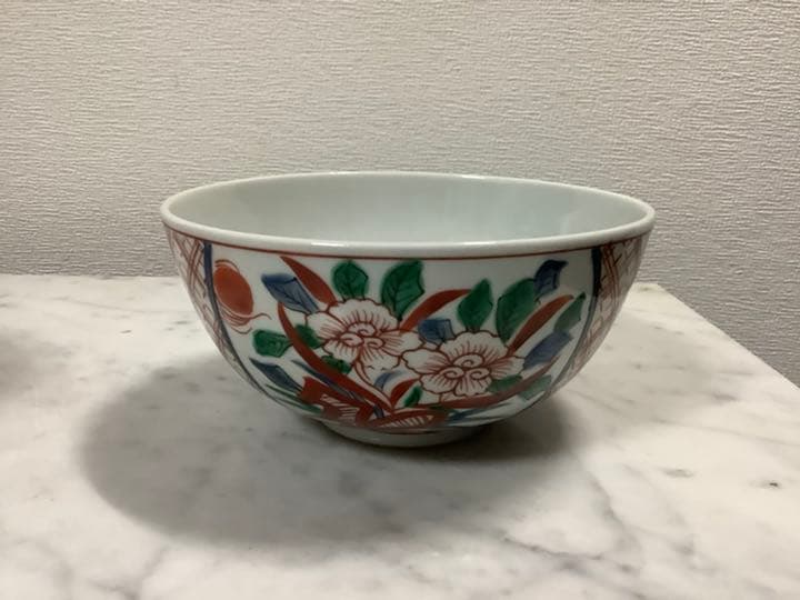 清水焼　赤絵小紋　奈良茶揃い　五客