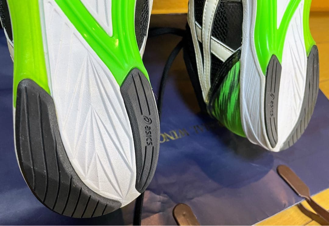 A美品アシックスターサージールランニングシューズ軽量ブラック×グリーン27