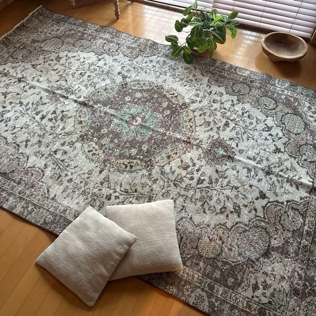 超大判163×263メダリオン　王道ボタニカル　トルコヴィンテージラグ