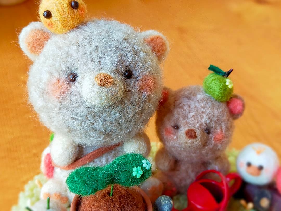 ✿羊毛フェルト✿くま✿種を植えました✿