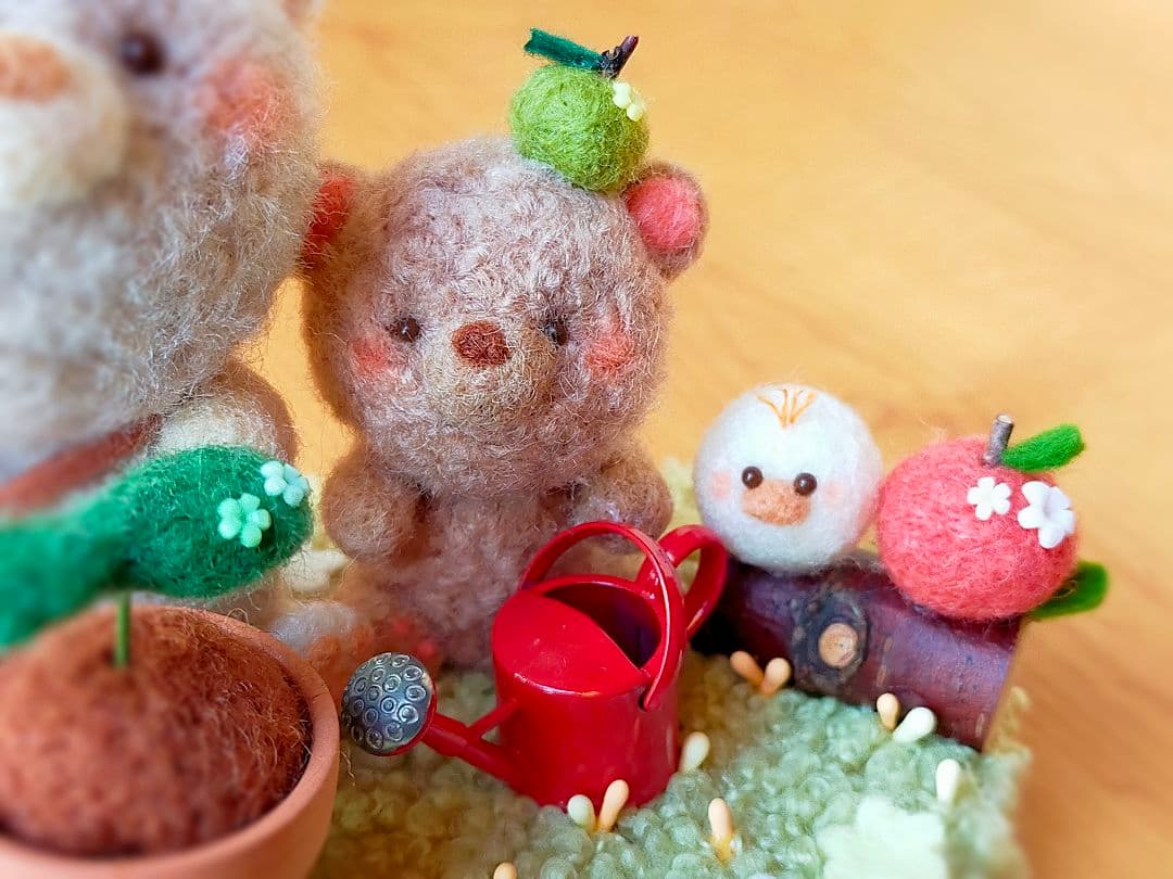 ✿羊毛フェルト✿くま✿種を植えました✿