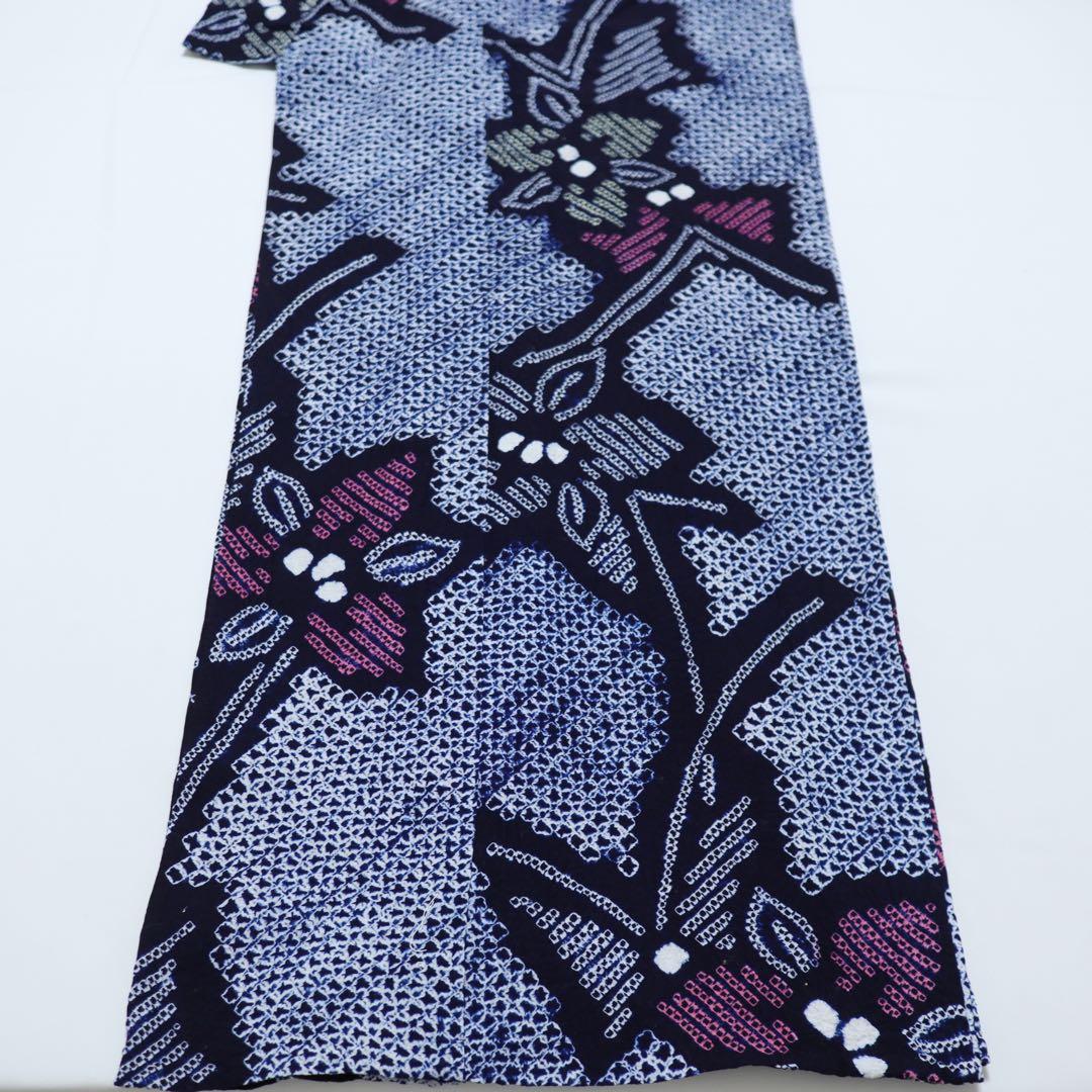 新古品◆有松鳴海絞り◆花模様◆木綿◆浴衣