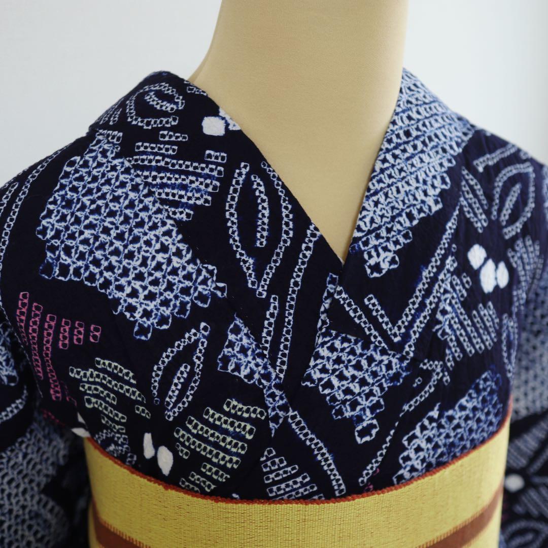 新古品◆有松鳴海絞り◆花模様◆木綿◆浴衣