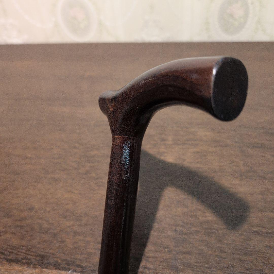 英国製 ヴィンテージ 木製 ダークブラウン杖 L字型ハンドル