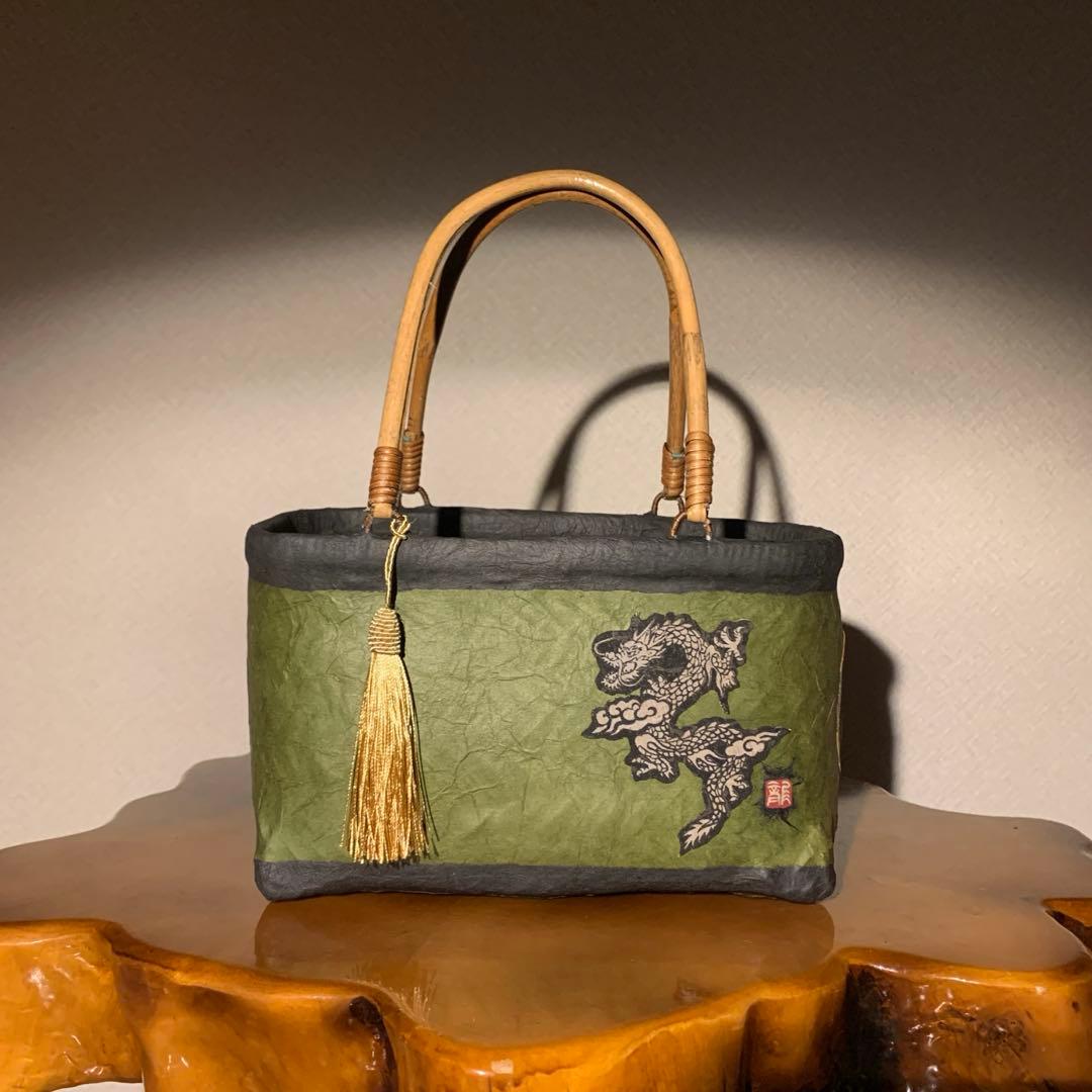 な*お様 ＊一閑張りバッグ（龍神）柿渋染