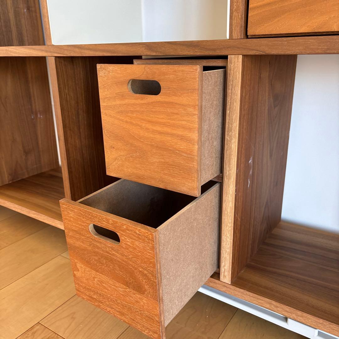 【くるりん】スタッキングシェルフセット・５段×２列・ウォールナット材