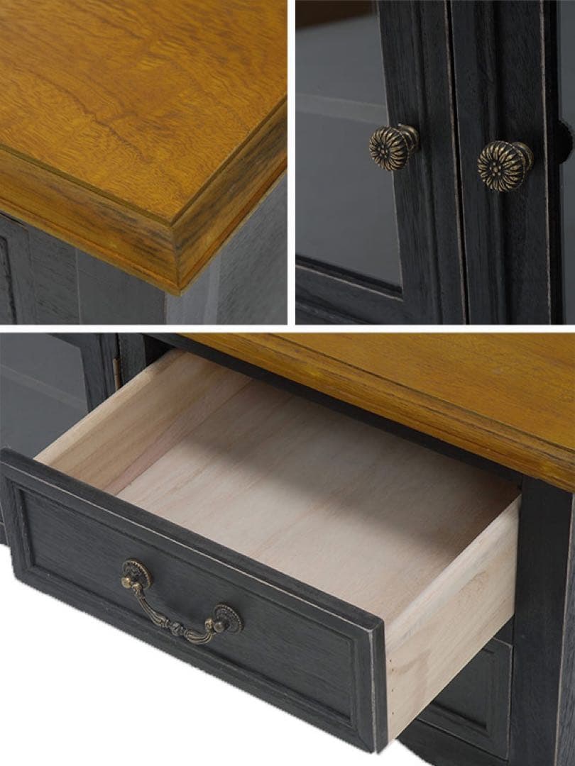 生産終了希少 テレビ台 ローボード アンティーク調 黒 幅90cm テレビボード