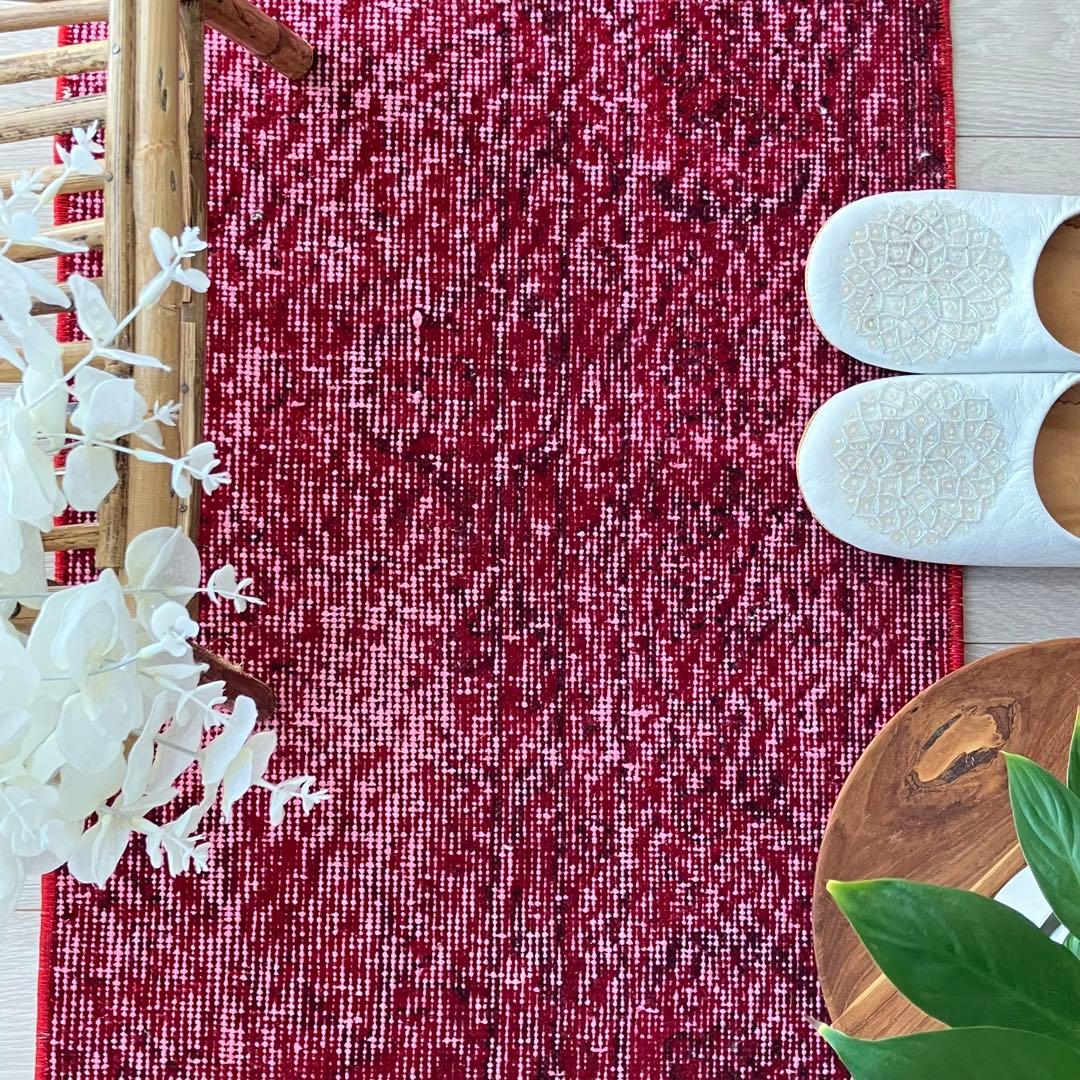 オーバーダイ✳︎50×210✳︎クリスマスレッド　ロング　トルコヴィンテージラグ