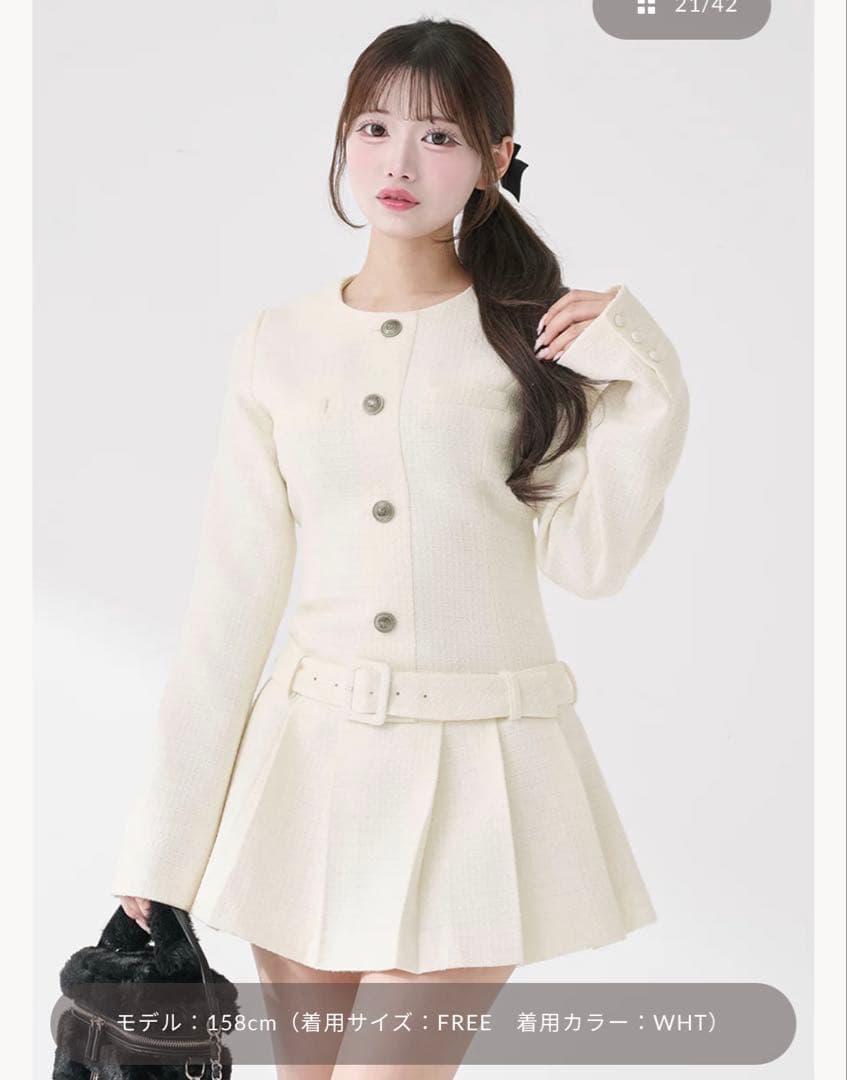 Darich ボックスプリーツツイードミニ ワンピース