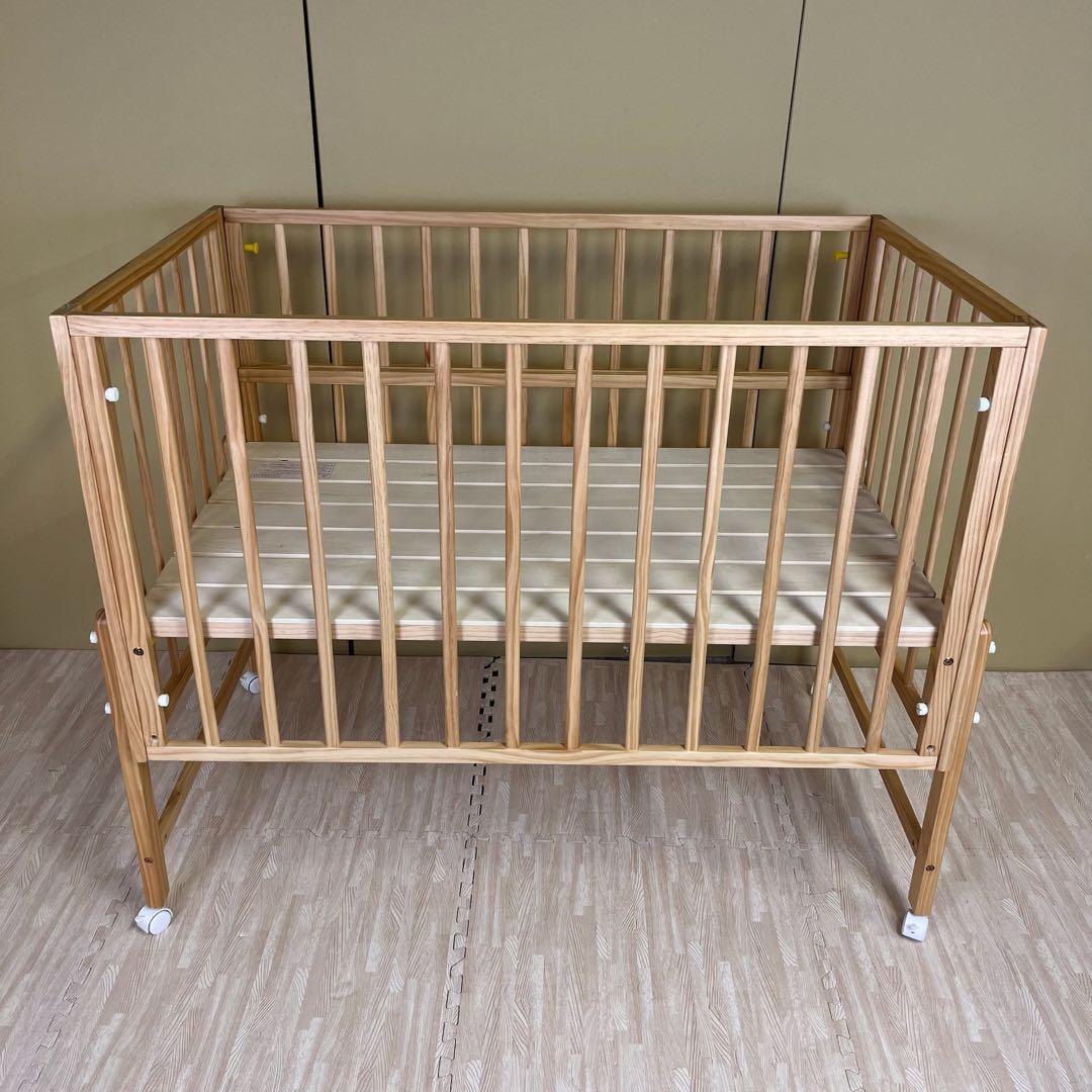 除菌清掃済　☆美品☆　大和屋　キホン　ベビーベッド　ナチュラル　上下すのこ