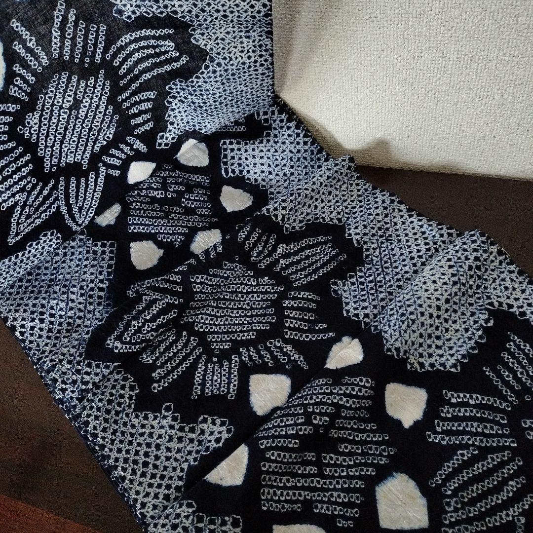 絞り浴衣反物　絞り　紺白