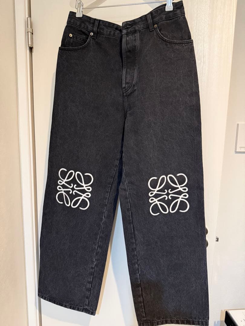 LOEWE ブラックデニム ワイドレッグパンツ サイズ50