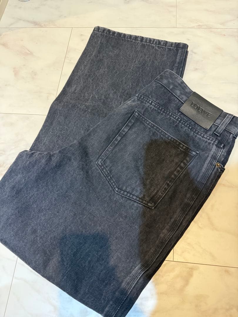 LOEWE ブラックデニム ワイドレッグパンツ サイズ50