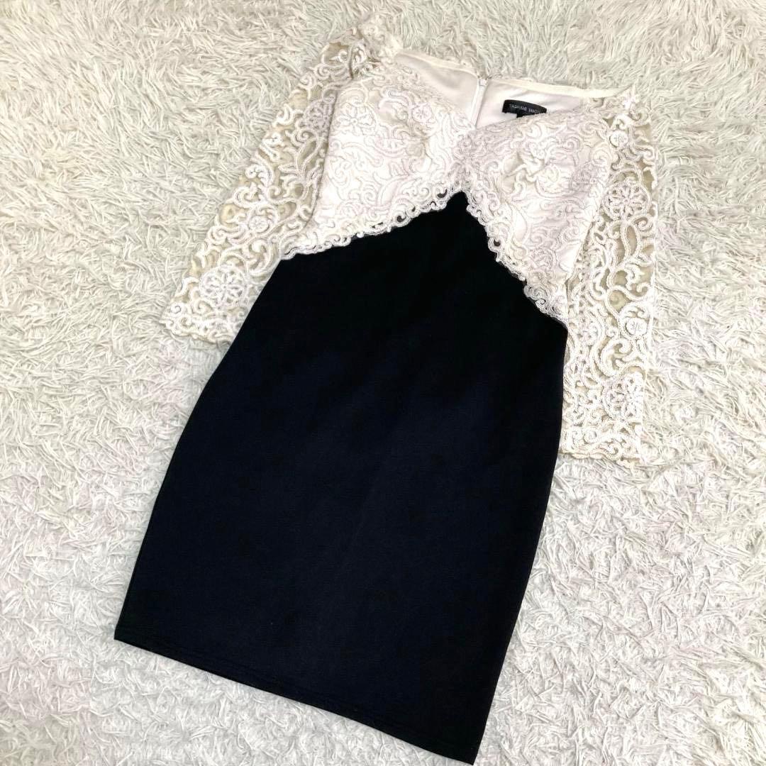 15677✨良品✨タダシショージ バイカラーワンピース 白×黒 スパンコール