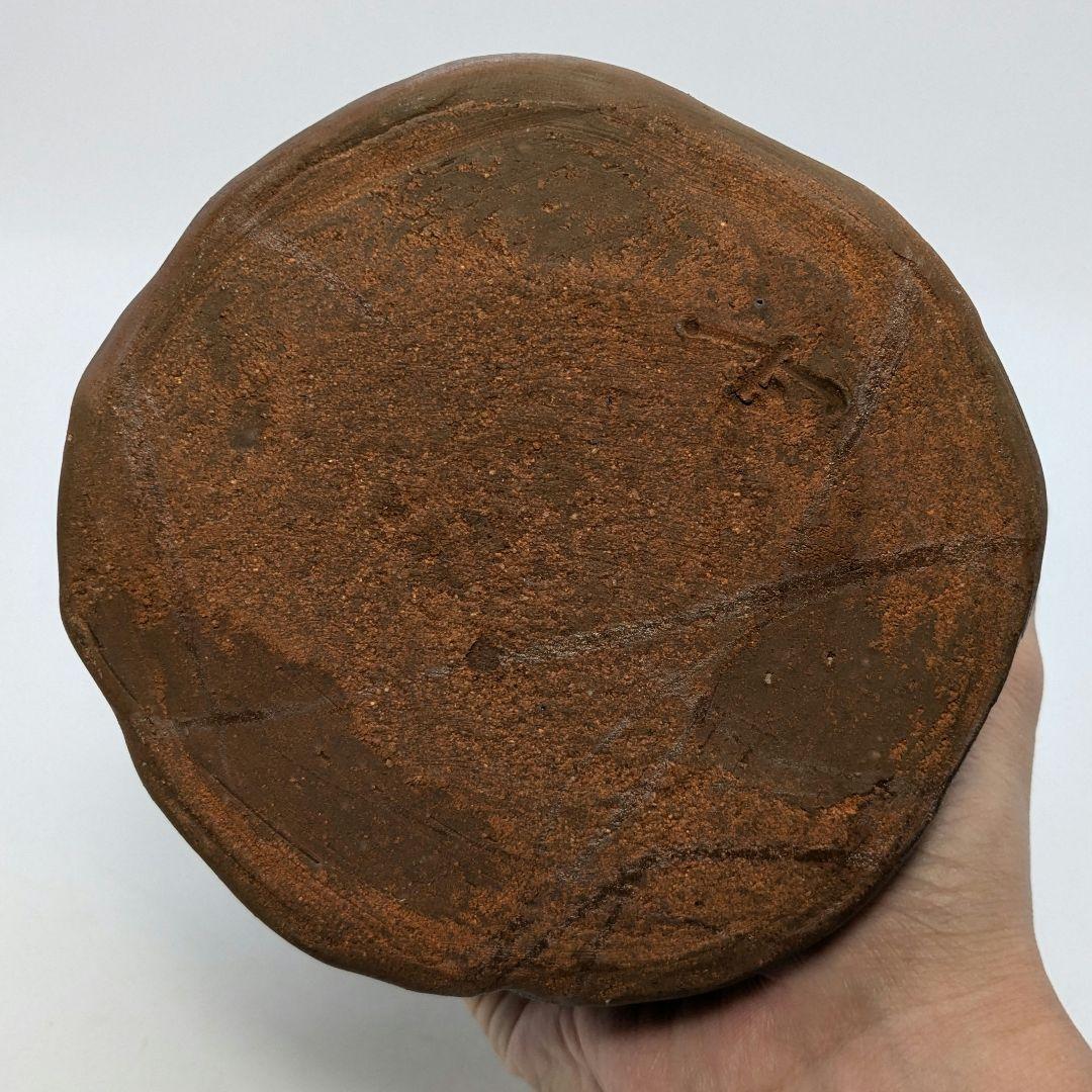 高原邦彦 備前焼 矢筈口耳付花入 合箱 花器 フラワーベース 花瓶 茶道具 置物