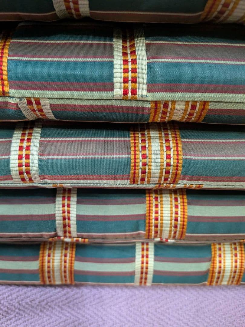 茶会席用座布団　吉野間道裂(緑)　五枚組