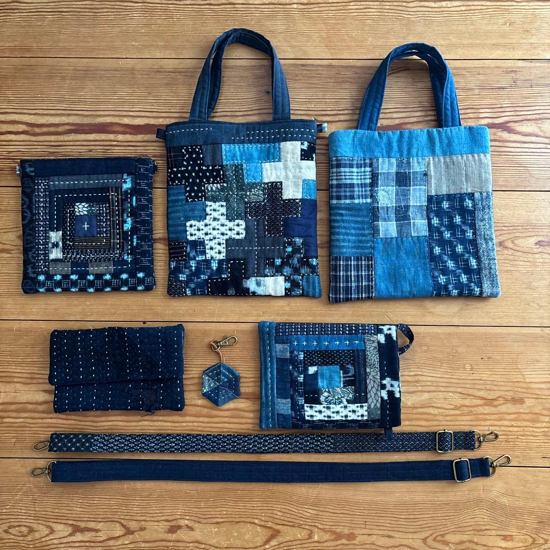 古布　書生絣　ショルダー紐　ハンドメイド