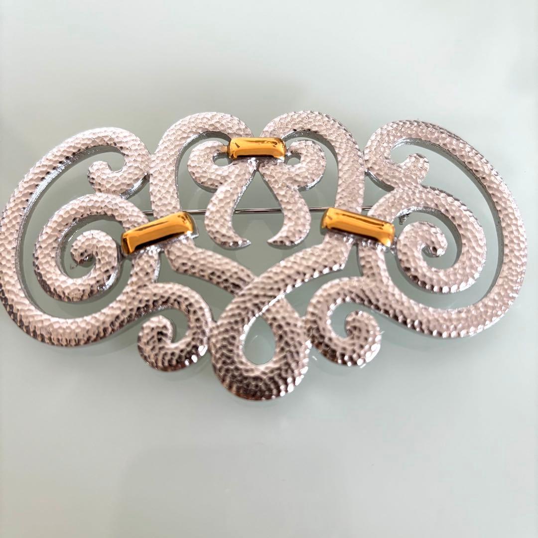 超美品 Christian Dior ブローチ シルバー ×ゴールド ビンテージ